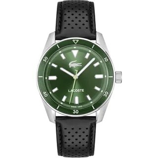Lacoste Uhr mit DREI-Zeiger-Quarzwerk für Herren Kollektion Boston mit Schwarzes Lederarmband - 2011423