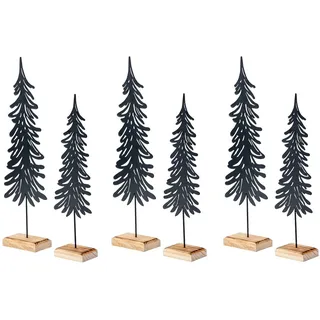 levandeo Tanne Deko-Aufsteller 6er Set Schwarz/Natur