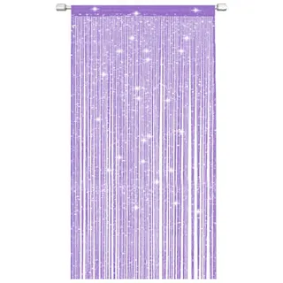 NANAD Jazz Glitzer-Faden-Vorhang, Fadenvorhang, Glitzerfaden, Tür oder Fenster, 100 x 200 cm, perfekt als Fliegengitter, violett, Free Size