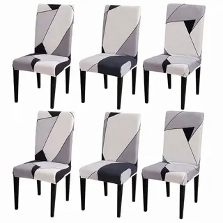 Vivi Idee Stuhlbezug Stuhlhussen 4/6er Set Spannbezug für Esszimmerstühle Schwingstuhl, Elastische Waschbar Hochzeit Büro Partys Deko grau|schwarz