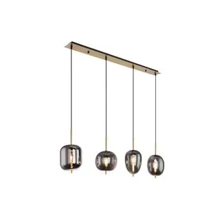 GLOBO Pendelleuchte Blacky messing Metall Rauchglas B/H/L: ca. 18,5x120x110 cm E14 4 Brennstellen - Messing