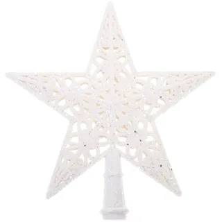 ABOOFAN Christbaumspitze Weihnachtsbaumspitze Stern Baumkronen Weihnachten Baumspitze 20cm Weihnachtsspitzen Weihnachtsbaum Stern Topper Christbaum Spitze für Tannenbaum Party Xmas Deko Weiß