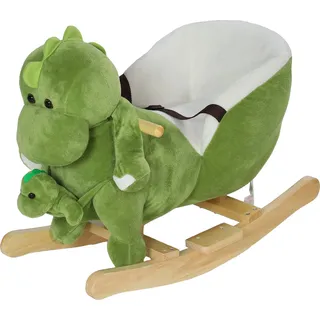 AIYAPLAY Dinosaurier Schaukelpferd für Kinder Schaukeltier Baby mit Dinosaurier-Handpuppe Sicherheitsgurt und 32 Liedern, Geschenk für Jungen und Mädchen von 18-36 Monaten, Grün   Aosom