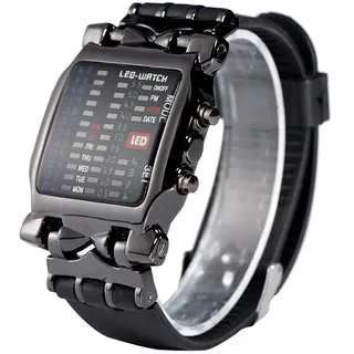 Glomora Binary Watch, Krabbenform Bunte LED Uhr LED-Binäruhr Einzigartiger Quadratischer Elektronischer Kalender Wasserdichtes Unisex-Design Mit Datums- Und Wochenfunktion