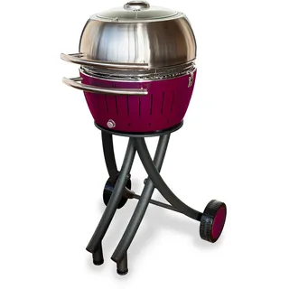 LotusGrill XL Gartengrill Set - Grillwagen mit Grillhaube XL aus Edelstahl (Pflaumenlila)