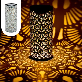 Marrakesch Orient & Mediterran Interior Laterne Metall 30 cm Solar LED wetterfest IP65 1 Stück grün