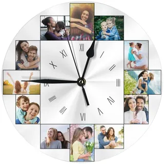 Personalisierte Foto Runde Wanduhr, Personalisierte Uhr mit Foto Text, Benutzerdefiniert Runde Wanduhren mit Foto zum Weihnachten Neujahr Jahrestag Jubiläum Geburtstag Dekorative Geschenk - 25cm