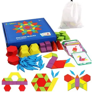 EACHHAHA Montessori Spielzeug ab 4 Jahren, Tangram Holz Puzzle 155 Formen