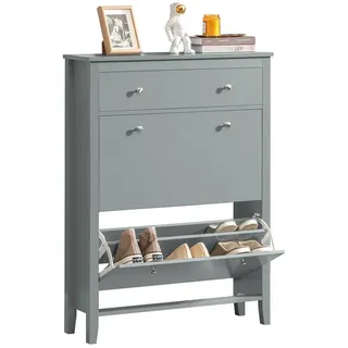 SoBuy Schuhkipper 80 x 108 x 25 cm grau / grau lackiert