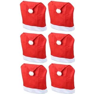 Novaliv Weihnachten Stuhlhussen 6er Set I Rot I Nikolausmütze I Stuhlbezüge Esszimmer Weihnachtsdeko Weihnachtsmütze Sesselüberzug Husse für Schwingstuhl