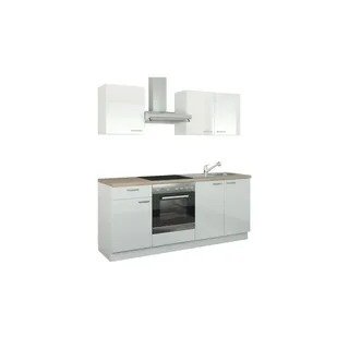 Küchenzeile mit Elektrogeräten  Binz , weiß , Maße (cm): B: 200