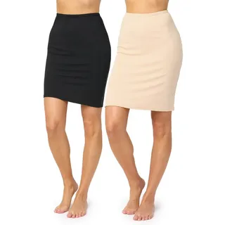 Merry Style Unterrock Damen kurz MS10-204 (2-tlg) aus Viskose beige|schwarz M