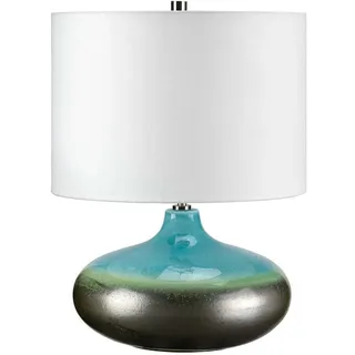Elstead Lighting, Tischlampe, Laguna Tischleuchte E27 48cm Türkis und Graphitglasur Weiss, Made in UK (E27)
