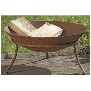 Seaside No.64 - Feuerschale Grillstelle Inclusive Dreibein - Rostoptik aus Metall - Gartenparty Gartendekoration Gartenausstattung - Durchmesser 47cm Höhe 22cm -