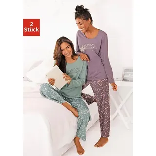 Pyjama VIVANCE DREAMS Gr. 36/38, bunt (mint, lila) Damen Homewear-Sets Pyjamas mit Sternenprint