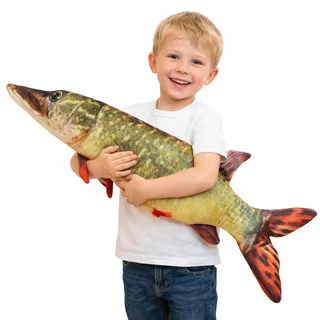 Xiyocadt Simulations-Fisch-Plüschtier, Plüschfisch Spielzeug, Realistische Fisch Stofftier, Plüschtier Forelle, Zum Kuscheln & Spielen, Tolle Geschenkidee Für Kinder & Erwachsene (Hecht,60cm)