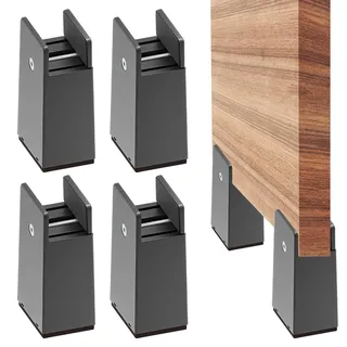 LEKEFETO 4 Stück Möbelerhöhung Verstellbar 10cm Möbelfüße Verstellbar Betterhöhung für 10-37 mm Breite Quadrat Runde Stuhlbein, Möbelerhöher für Sofa Tisch Stuhl Bett Schrank (Schwarz)