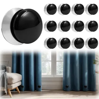 Duschvorhang Magnet 12 Stk. Ø4cm, schwarz, für Duschvorhang & Tischdecke | Starker Magnet, vielseitig, werkzeuglos, wasserfest & unsichtbar – für Bad & Camping