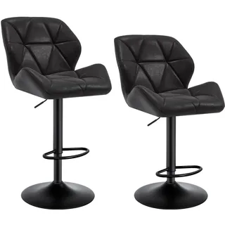 Woltu Barhocker 2er Set höhenverstellbar drehbar Kunstleder Schwarz