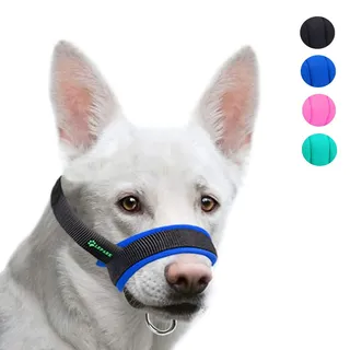 ILEPARK Maulkorb aus Stoff um Hunde vom Beisen, Bellen und Kauen abzuhalten, anpassbare Hals,Atmungsaktiv(M,Blau)