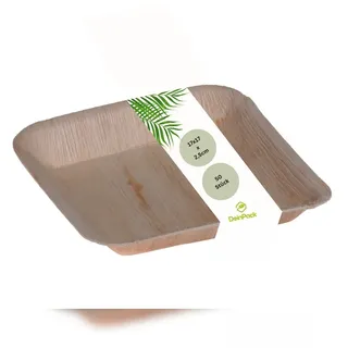 DeinPack 50 Palmblatt Teller eckig 17x17x2,5cm
