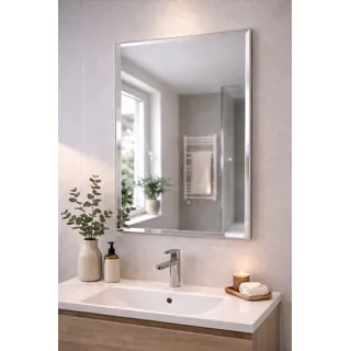 Deko-Werk 24 Wandspiegel Rahmenloser Facettenspiegel mit Facettenschliff Glas mehrere Größen, Mirror Spiegel ungerahmt, Facettenspiegel weiß 40 cm x 60 cm