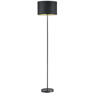 TRIO Leuchten LED Stehlampe, Dimmfunktion, LED wechselbar, Warmweiß, große Design Lampe dimmbar für Ecke, Stoff Lampen-schirm Schwarz Gold schwarz