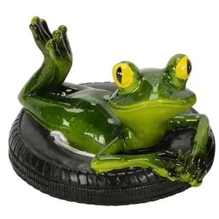 itsisa Frosch im Reifen auf dem Bauch liegend D:15 cm als Teich Deko - Frösche schwimmend, Deko Vogeltränke, Gartenteich, Schwimmtiere, Gartendeko