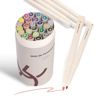 KEARING Bügeleisen auf Transfer Pen Sublimation Marker Stickerei Transfer Pen Wärmeübertragung Stoff Marker verblassen unschmelzbare Tinte Stift für T-Shirts Kissen Kleidung Leinwand 24 Farben