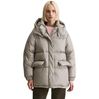Marc O'Polo DENIM "aus recyceltem Polyester-Ripstop", Damen, Gr. L, grau (grau eternity), Obermaterial: 100% Polyester. Füllung: 70% Daune, 30% Feder, unifarben, oversize, elastischer Bund, Jacken Outdoorjacke