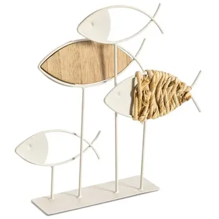 Deko-Objekt Fische 30 x 30,3 cm Metall Weiß