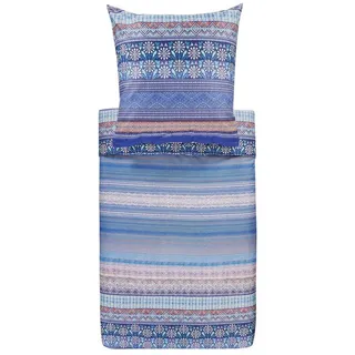 Bassetti Bettwäsche PIAZZA DEI MIRACOLI, Satin, 2 teilig, im elegantem Mustermix blau