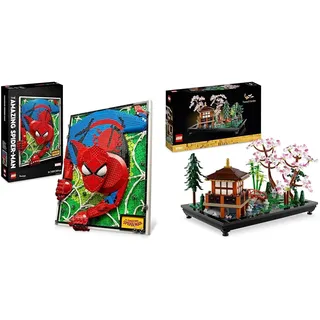 LEGO Art The Amazing Spider-Man Poster, 3D Wandbild-Set, baubares Leinwandbild & Icons Garten der Stille, Botanical Zen-Garten-Set für Erwachsene mit Lotusblumen