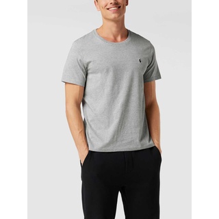 T-Shirt mit Logo-Stitching, Mittelgrau Melange, S
