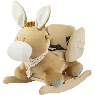 Nattou Schaukeltier, Esel Leo, Inkl. Sicherheitsgurt, Fröhliches Hin- und Herschaukeln, Ca. 60 cm, Felix und Leo, Polyester/Holz, Beige