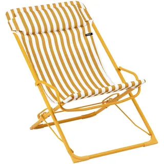 Lafuma Mobilier Strandstuhl, Gelb, Weiß, Metall, Füllung: Polyetherschaumkern, 60x91x83 cm, wetterbeständig, UV-beständig, klappbar, Rückenlehne verstellbar, Gartenmöbel, Gartenstühle