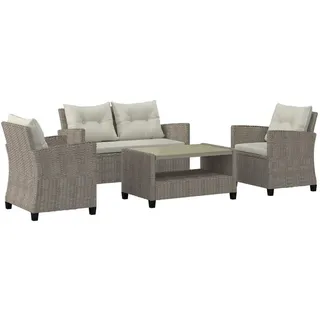 Ambia Garden Loungegarnitur, Creme, Beige, Metall, Kunststoff, Textil, 4-teilig, Füllung: Komfortschaum,Polyester, einzeln stellbar, würfelförmig, Bsci, FSC 100%, wetterfest, Loungemöbel, Loungemöbel-Sets