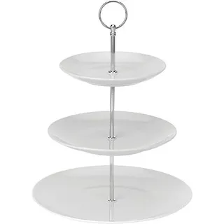 Spetebo Porzellan Etagere 3-stöckig - Höhe ca. 27 cm - Etagenständer Etagenplatten Servierplatte
