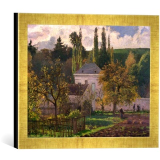 Gerahmtes Bild von Camille Pissarro Landhaus in der Hermitage (Pontoise), Kunstdruck im hochwertigen handgefertigten Bilder-Rahmen, 40x30 cm, Gold Raya