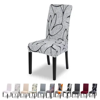 Lydevo Stuhlhussen 4er Set Stretch Moderne Stuhlhussen für Esszimmerstühle Stuhlhussen für Schwingstühle Universal Waschbarer Abnehmbarer Stuhlbezug für Esszimmer Hotel Bankett Küche,Graue Blume