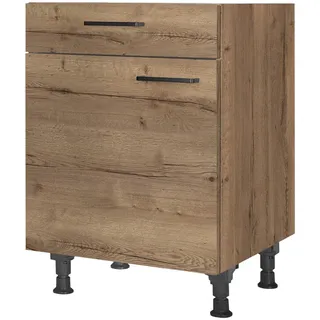 Nobilia Schubkastenunterschrank Structura, Eiche dunkel, Holzwerkstoff, 1 Schublade(n) Schubladen, einzeln stellbar, 60x87x56 cm, Blauer Engel, Pefc, Goldenes M, Made in Germany, DGM-Klimapakt, Zusatzausstattung erhältlich, Küchen, Küchenmöbel, Küchenschränke, Küchenunterschränke