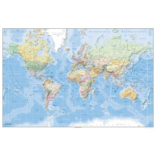 Landkarten - Politische Weltkarte - Maßstab: 1/47Mio. Plakat Poster Druck - Grösse 91,5x61 cm + 2 St Posterleisten Kunststoff 93 cm transparent