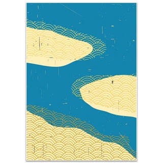 wandmotiv24 Poster minimalistisch, Kunst, Japan, Minimalismus (1 St), Wandbild, Wanddeko, Poster in versch. Größen blau 100 cm x 70 cm x 0.1 cm