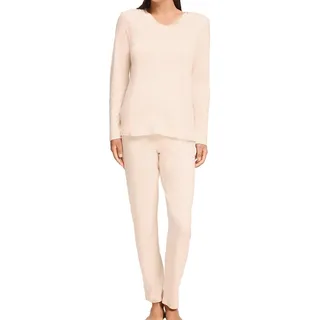 Hanro Damen Tyra Schlafanzug Pyjama Baumwolle | Set aus Langarm-Shirt und langer Hose Feminin und bequem geschnitten Eleganter Look - XL
