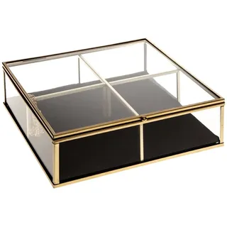 Atmosphera Schmuckkästchen, Goldfarben, Glas, goldfarben, 20 x 6 cm