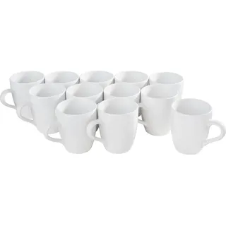 VBS XXL Kaffeebecher "Bauchig", 12 Stück, ca. Ø 8,5 x 9,5 cm, Weiß, Keramik - Weiß