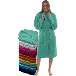 LEBENGOOD Bademantel für Damen, Herren, Unisex, Frottee 100% Baumwolle 400 gr, Flauschig, Kuschelig, Bunt, Leicht, Dusche (Aqua Blau L) - L