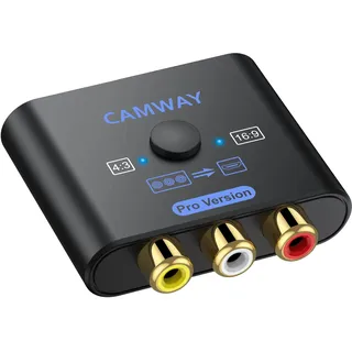 CAMWAY RCA zu HDMI Konverter, verbessertem Chip-Höhere Bildqualität, 16:9/4:3 Konvertierung 1080P AV zu HDMI Adapter Composite CVBS Video Audio Unterstützt PAL/NTSC für Wii/PS1/PS2/N64/Xbox/DVD/VCR