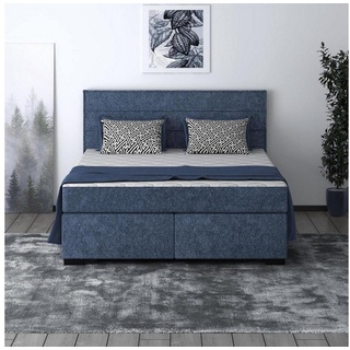 Beautysofa Polsterbett Mauro (Liegefläche 140 / 160 / 180 x 200 cm), modernes Doppelbett mit Taschenmatratze, Bett mit Lattenrost und Matratze, Klassisches Bett blau