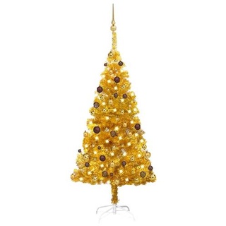 vidaXL Künstlicher Weihnachtsbaum Beleuchtung & Kugeln Gold 150 cm PET